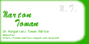 marton toman business card